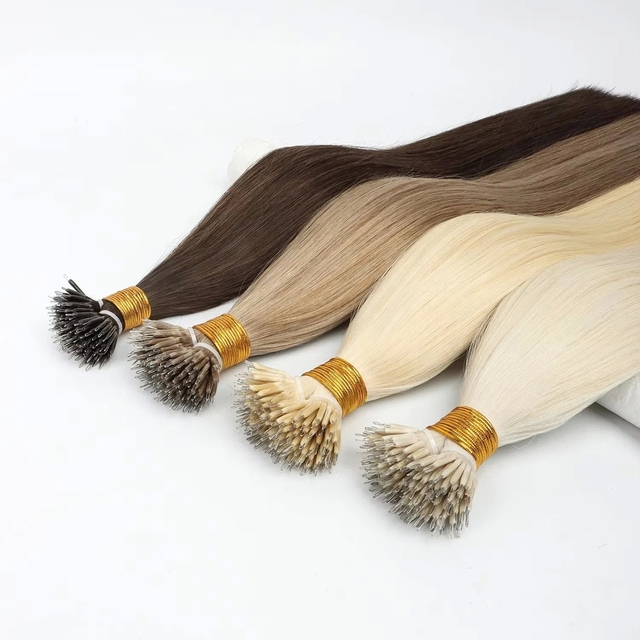 Premium 100% Virgin Remy Human Hair Nano Ring Hair Extension 10-30 Inch Length Dyeable Pre-Bonded Hair Extension