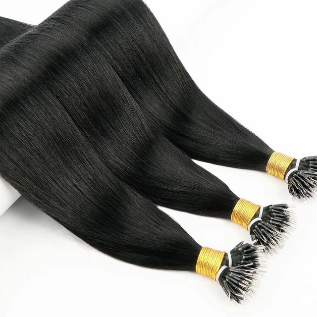 European Hair Nano Ring Hair Extension 100% Virgin Remy Human Hair Dyeable 10-30 Inch Length Pre-Bonded Hair Extension