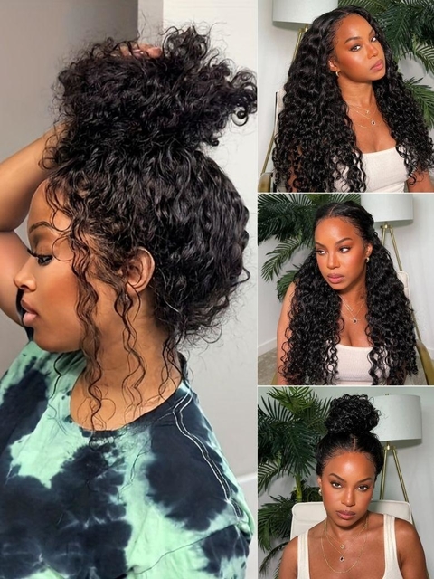UNice 13x4 Frontal Human Hair Wig with Water Wave Texture and 150% Density