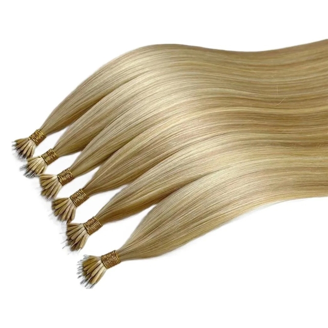 100% Virgin Remy Human Hair Nano Ring Hair Extension in 10-30 Inch Length Dyeable Pre-Bonded Hair Extension