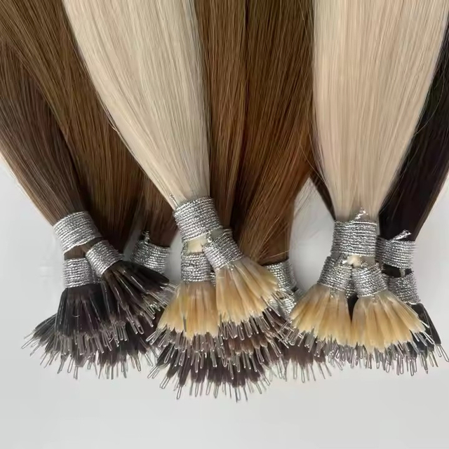 100% Virgin Remy Human Hair Nano Ring Hair Extension with 10-30 Inch Length and Dyeable Options