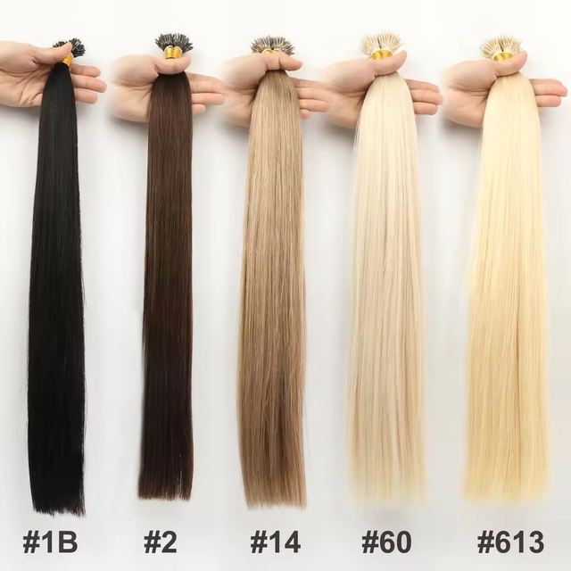 100% Virgin Remy Human Hair Nano Ring Hair Extension with 10-30 Inch Length and Dyeable Pre-Bonded Style