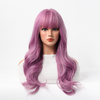 Wholesale Women Long Curly Hair Purple Brown Trend Full Head Set Wig with Heat Styling Compatibility